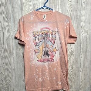 Graphic Tee Johnny Cash Acid Washed Light Pink size Small